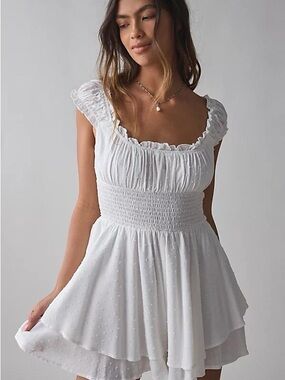 Urban Outfitters White Swiss Dot Romper Dress